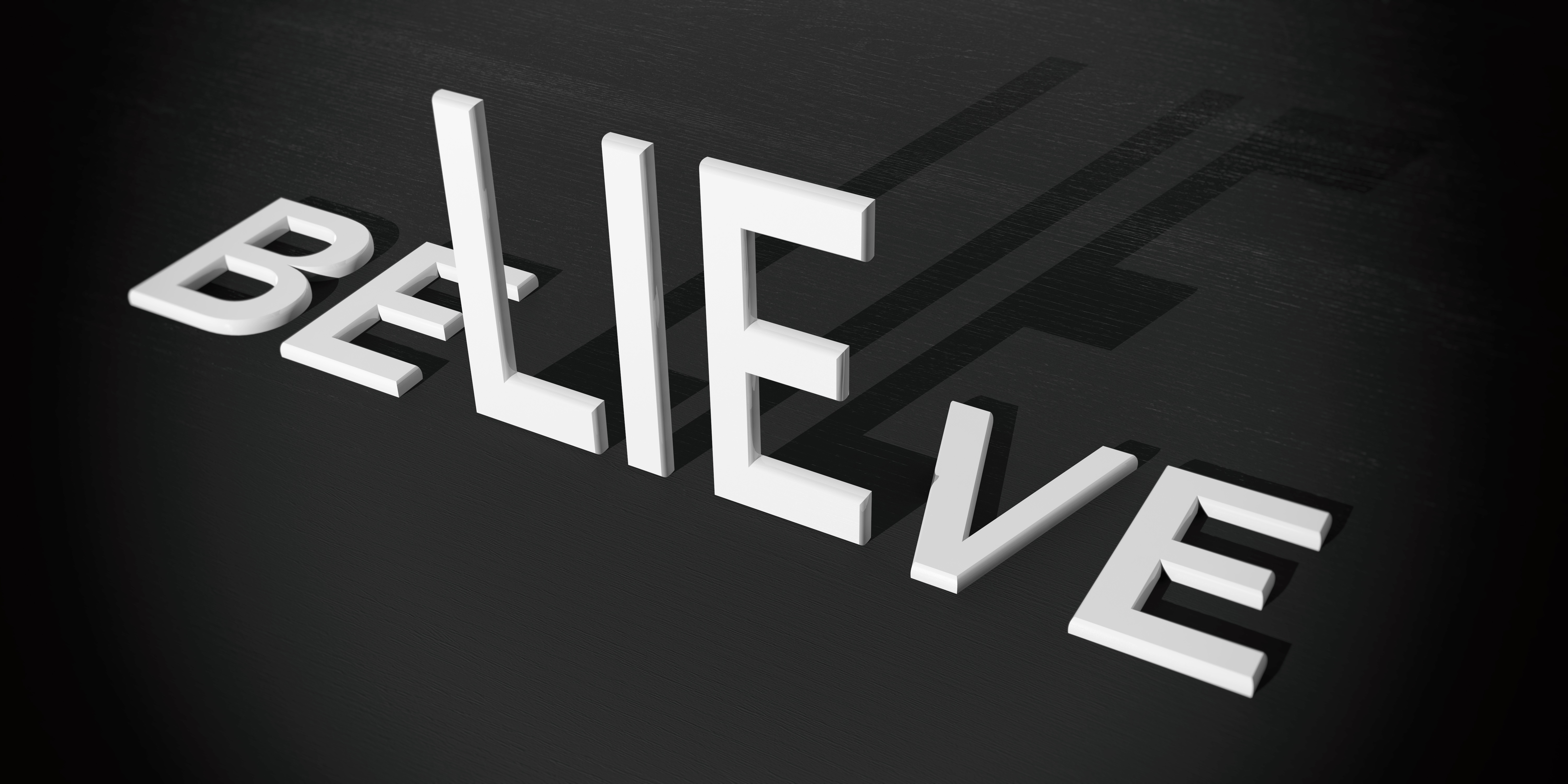 3d rendering words lie and believe